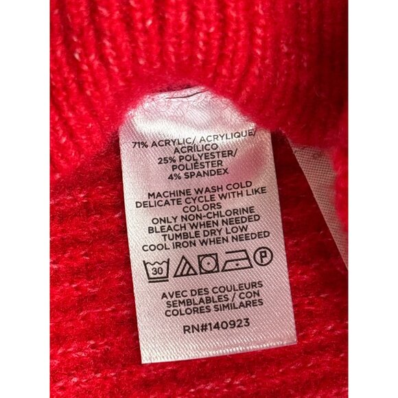 Loft Womens Fuzzy Red Button Front Cardigan Sweater Size S Rhinestone Buttons - Picture 8 of 9